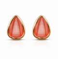 Rose Gold Coral Teardrop Stud Earrings