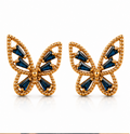 Blue Crystal Butterfly Stud Earrings