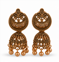 Antique Copper Crescent Arch Jhumka with Crystal Studs