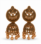 Antique Copper Crescent Arch Jhumka with Crystal Studs
