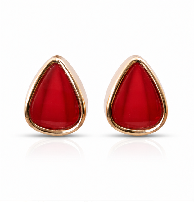 Rose Gold Ruby Teardrop Stud Earrings