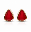 Rose Gold Ruby Teardrop Stud Earrings