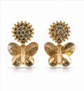 Gold Champagne Butterfly Crystal Earrings