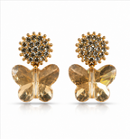 Gold Champagne Butterfly Crystal Earrings