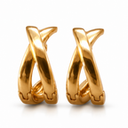 Gold Crossover X Huggie Earrings