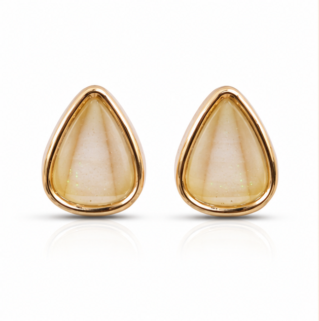 Rose Gold Champagne Teardrop Stud Earrings