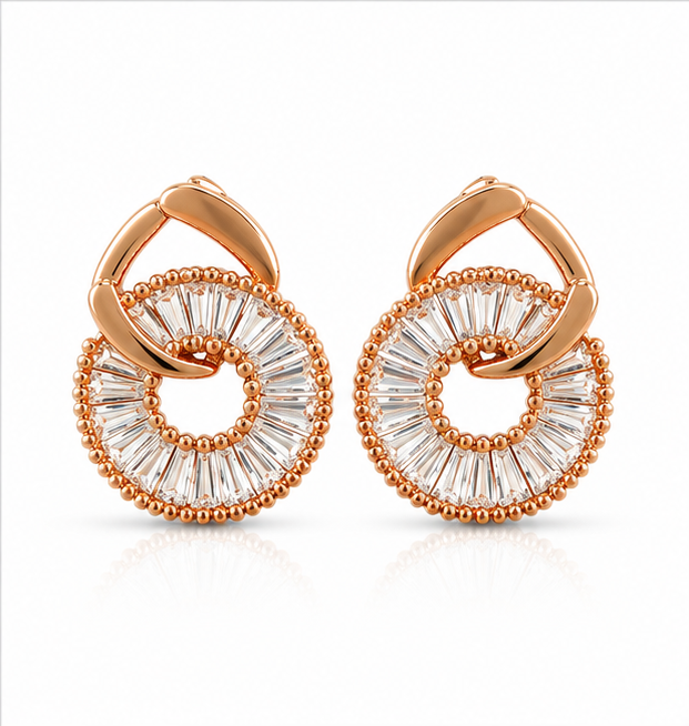 Rose Gold Crystal Halo Drop Earrings