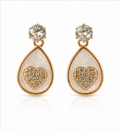 Gold Ivory Teardrop Heart Earrings