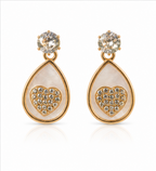 Gold Ivory Teardrop Heart Earrings