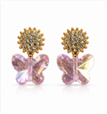 Gold Blush Butterfly Crystal Earrings