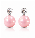 Silver Pink Pearl Stud Earrings