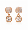 Rose Gold Cushion Crystal Drop Earrings