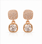 Rose Gold Cushion Crystal Drop Earrings