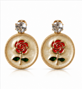 Gold Rose Medallion Drop Earrings – Champagne