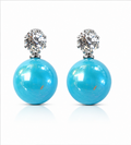 Silver Sky Blue Pearl Stud Earrings