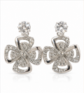 Silver Crystal Floral Drop Earrings