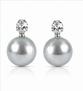 Silver Grey Pearl Stud Earrings