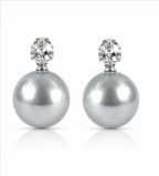 Silver Grey Pearl Stud Earrings