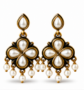Antique Gold All-Pearl Clover Drop Earrings