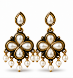 Antique Gold All-Pearl Clover Drop Earrings
