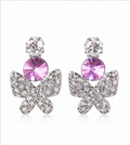 Silver Pavé Butterfly Crystal Drop Earrings