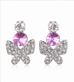 Silver Pavé Butterfly Crystal Drop Earrings