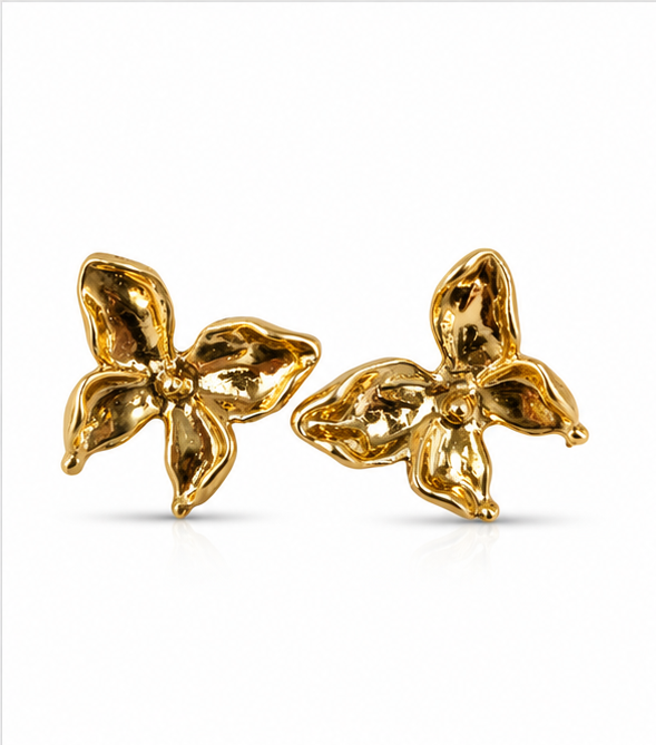 Gold Floral Stud Earrings