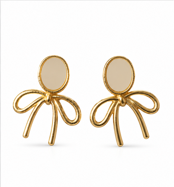 Gold Bow Stud Earrings