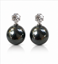 Silver Black Pearl Stud Earrings