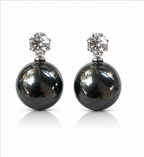 Silver Black Pearl Stud Earrings