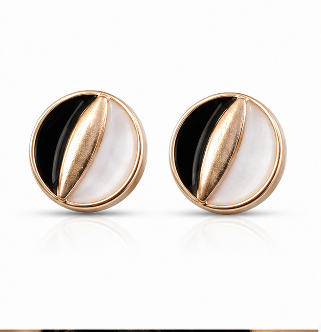 Rose Gold Abstract Circle Stud Earrings