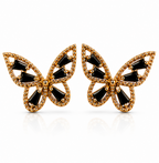 Black Crystal Butterfly Stud Earrings