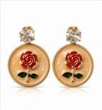Gold Rose Medallion Drop Earrings – Ivory