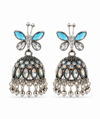 Oxidised Silver Blue Butterfly Stud Aurora Jhumka