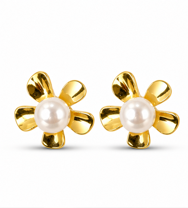 Gold Pearl Drop Earrings