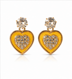 Gold Yellow Heart Drop Earrings