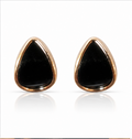 Rose Gold Black Teardrop Stud Earrings