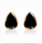 Rose Gold Black Teardrop Stud Earrings