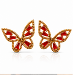 Red Crystal Butterfly Stud Earrings