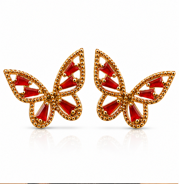 Red Crystal Butterfly Stud Earrings