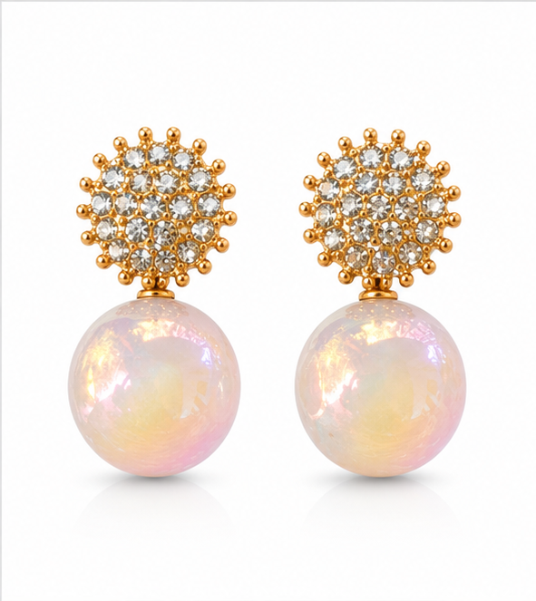 Gold Blush Pearl Drop Earrings