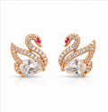 Rose Gold Swan Crystal Stud Earrings