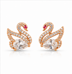 Rose Gold Swan Crystal Stud Earrings