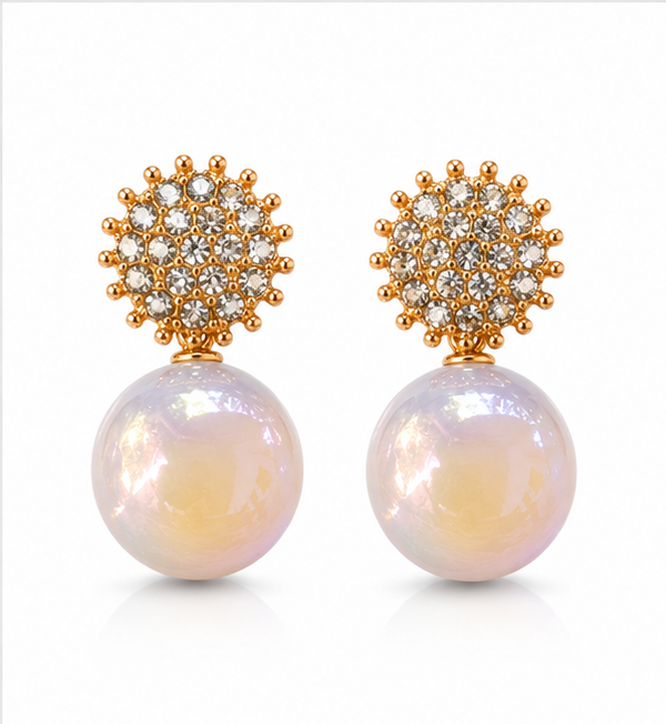 Gold Ivory Pearl Drop Earrings