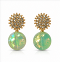 Gold Mint Pearl Drop Earrings