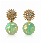 Gold Mint Pearl Drop Earrings