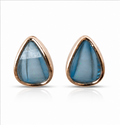 Rose Gold Blue Teardrop Stud Earrings
