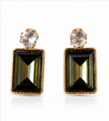 Gold Black Emerald Crystal Drop Earrings