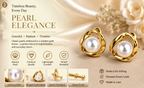 Gold Abstract Pearl Stud Earrings