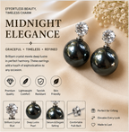 Silver Black Pearl Stud Earrings